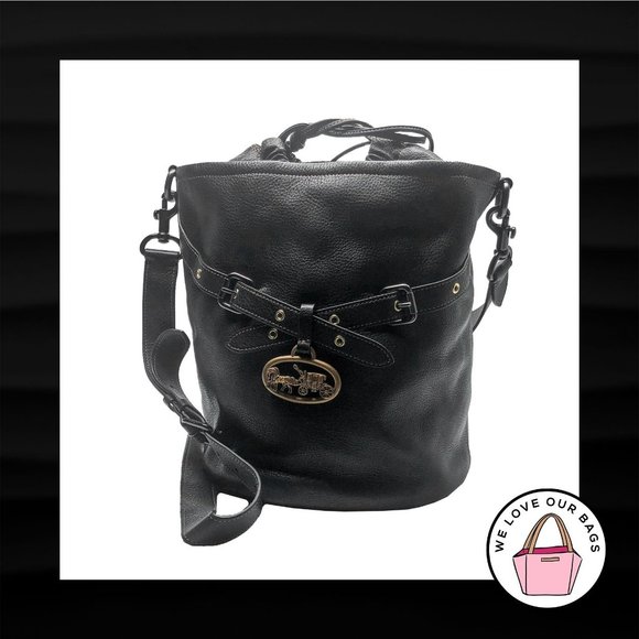 Coach Handbags - NEW! COACH 1941 BLACK LEATHER SUEDE LINING BUCKET CROSSBODY BAG
